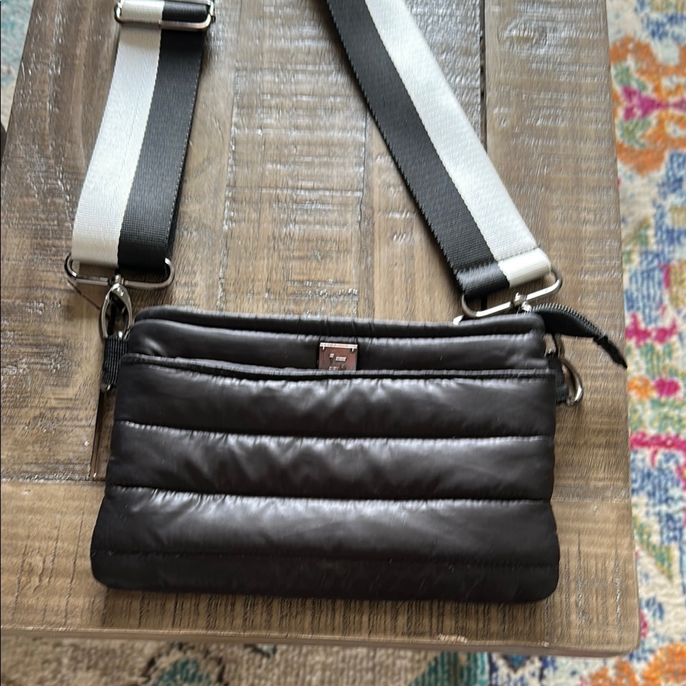 THINK ROYLN Black Quilted Crossbody Bag with Adjustable Strap